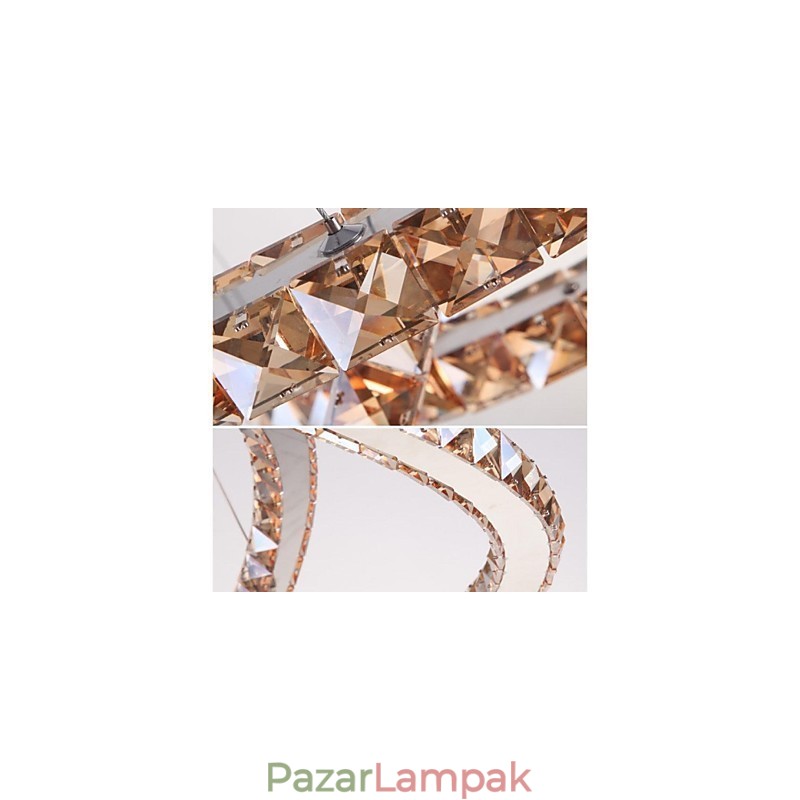 Kristály függesztett világító lámpák modern lámpatestek borostyánsárga K9 kristály kerek egygyűrűs 30cm