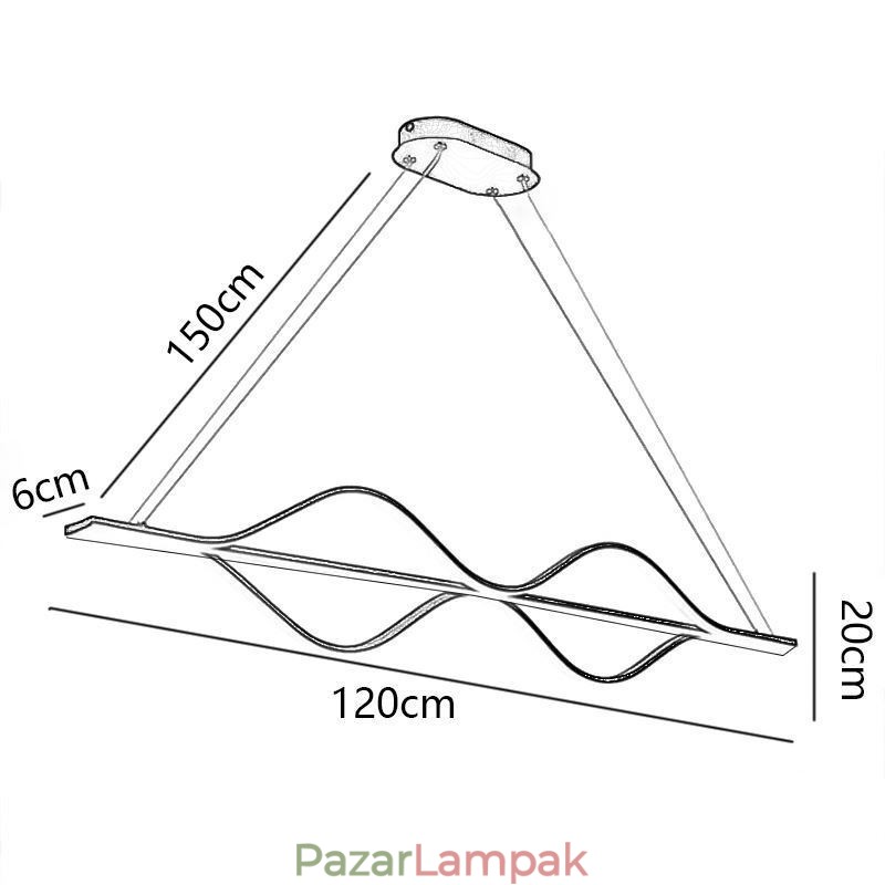 Minimalista fényhullámú mennyezeti függőlámpa