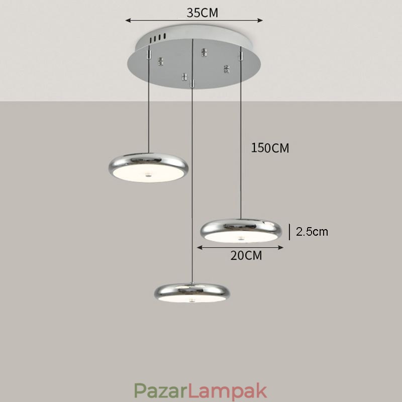 Függeszték Három fejlámpa, kerek függőlámpa