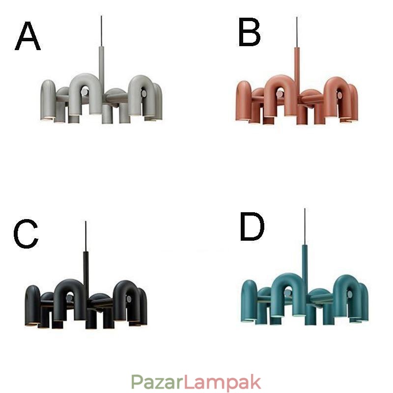 Függeszték Kerek kovácsoltvas U alakú mennyezeti lámpa 90 forgó ernyő