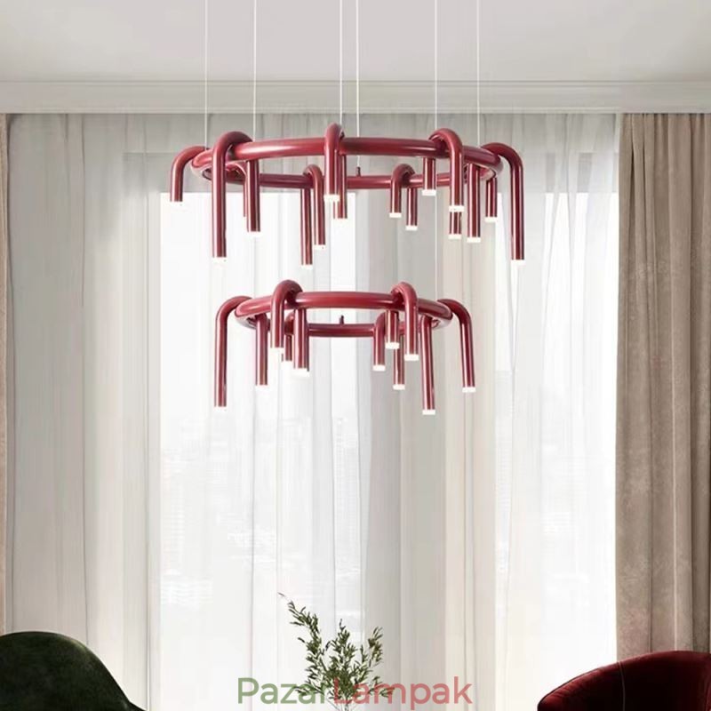 Mennyezeti lámpa Modern skandináv duplex épület kör alakú U alakú függőlámpa