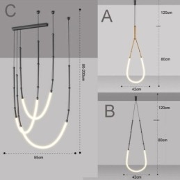 Függeszték Creative Line bambusz mennyezeti világos fekete arany