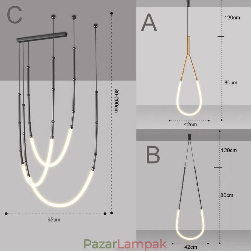 Függeszték Creative Line bambusz mennyezeti világos fekete arany