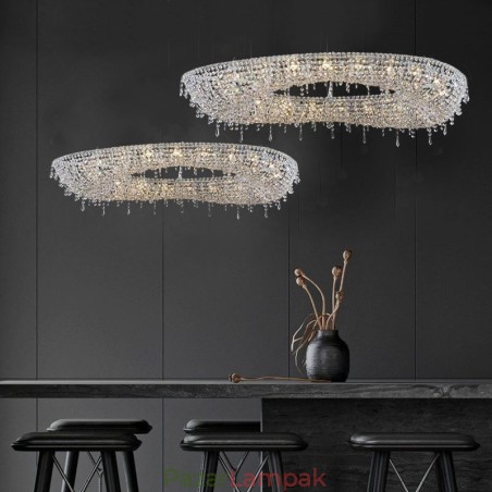 Kristály függőlámpa Modern luxus ovális mennyezeti lámpa Kristály függőlámpa Modern luxus ovális mennyezeti lámpa