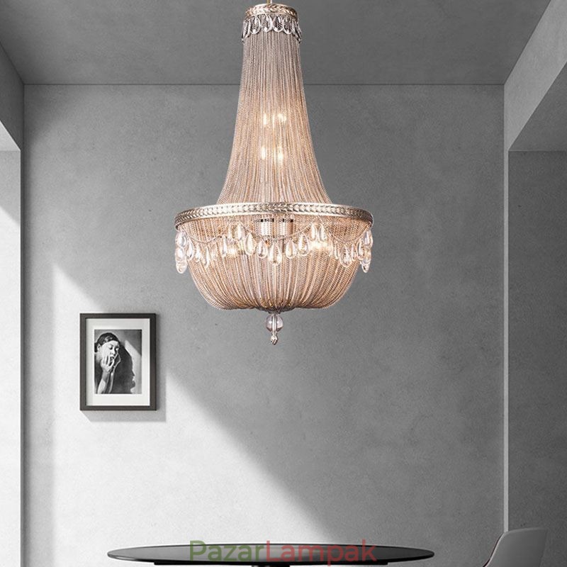 Bojt függőlámpa Retro amerikai duplex alumínium láncos mennyezeti lámpa
