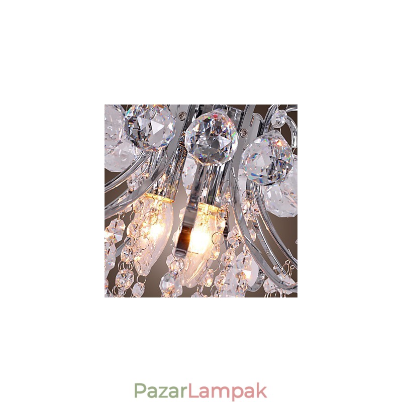 Modern, modern kristály mini stílusú galvanizált fém csillár süllyesztett rögzítés