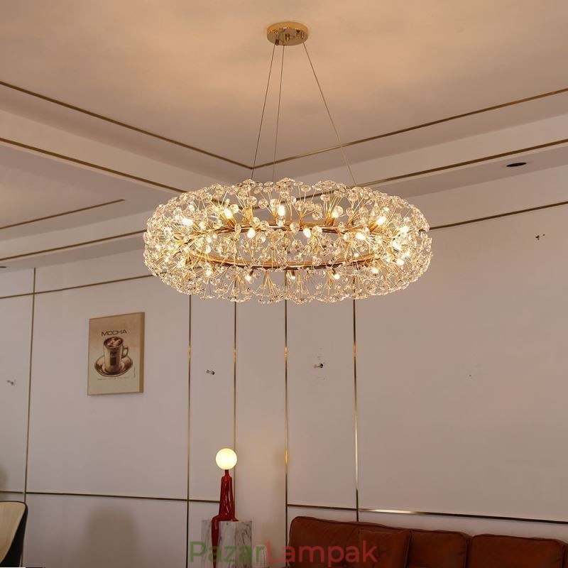 Függeszték Modern, minimalista kovácsoltvas kör alakú napvirágos mennyezeti lámpa