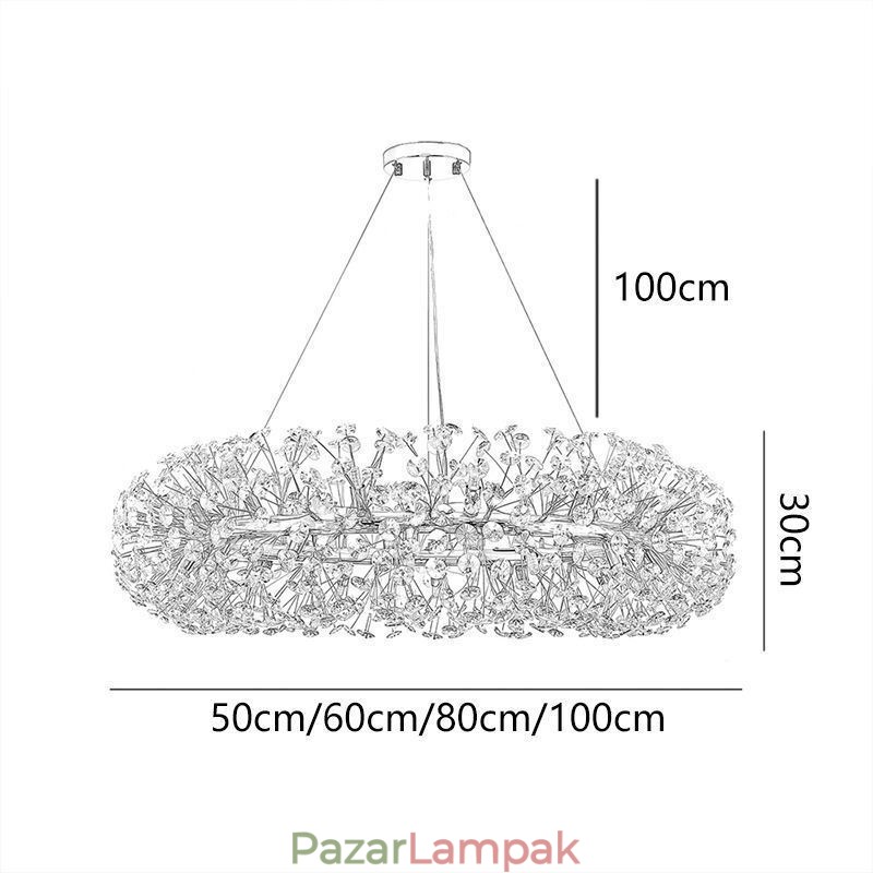 Függeszték Modern, minimalista kovácsoltvas kör alakú napvirágos mennyezeti lámpa