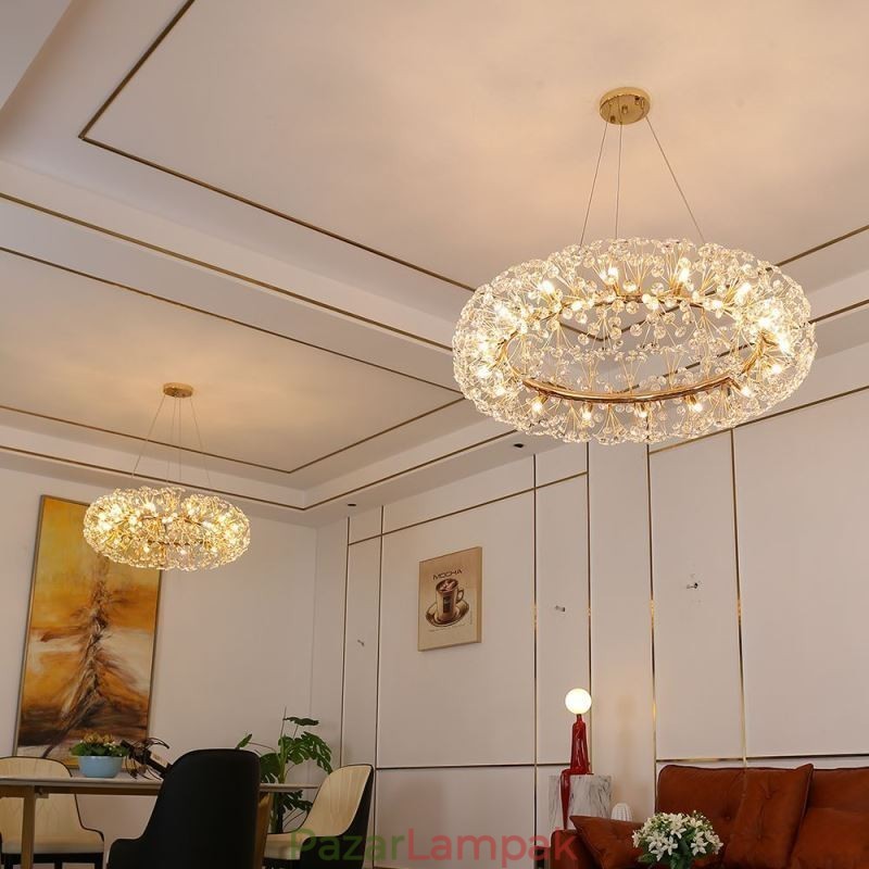 Függeszték Modern, minimalista kovácsoltvas kör alakú napvirágos mennyezeti lámpa