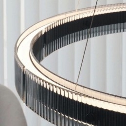 Függeszték 60+80cm dupla kör üveg mennyezeti lámpa fokozatmentesen szabályozható távirányítóval