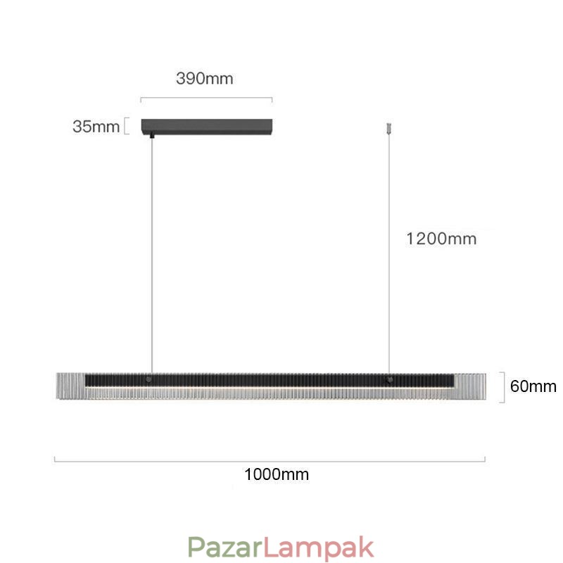 Függeszték 100cm üveg mennyezeti lámpa fokozatmentesen szabályozható távirányítóval