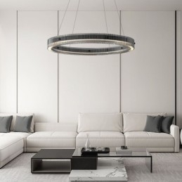 Üveg függőlámpa 60 80cm körkörös mennyezeti lámpa fokozatmentesen szabályozható távirányítóval