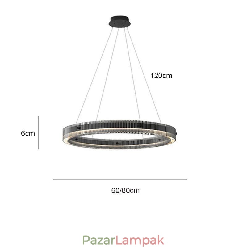 Üveg függőlámpa 60 80cm körkörös mennyezeti lámpa fokozatmentesen szabályozható távirányítóval
