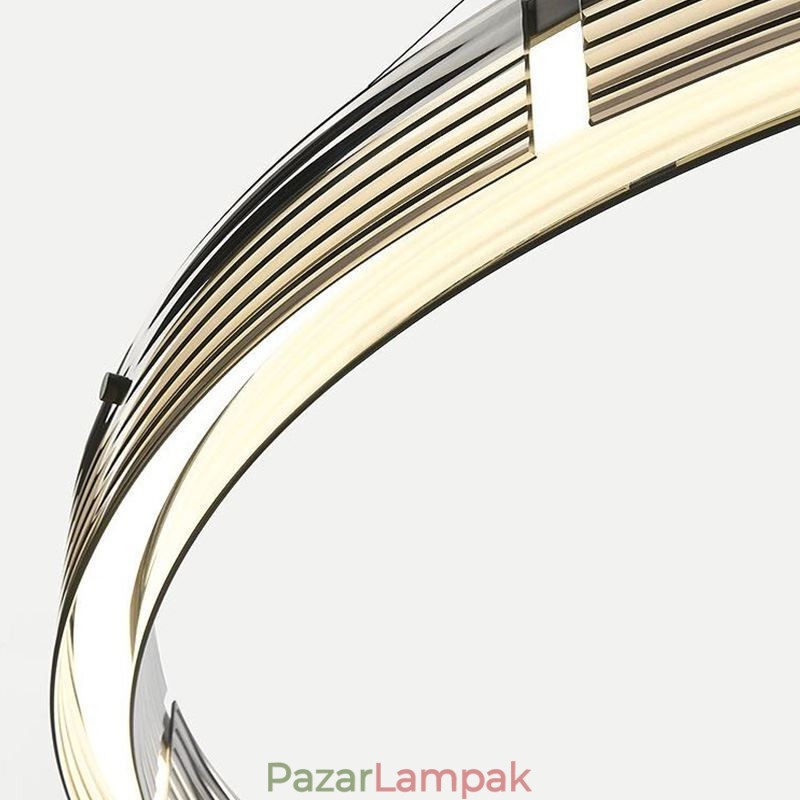 Üveg mennyezeti lámpa 60+80cm kör dekoráció dupla kör függőlámpa háromszínű fényerő