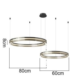 Üveg mennyezeti lámpa 60+80cm kör dekoráció dupla kör függőlámpa háromszínű fényerő