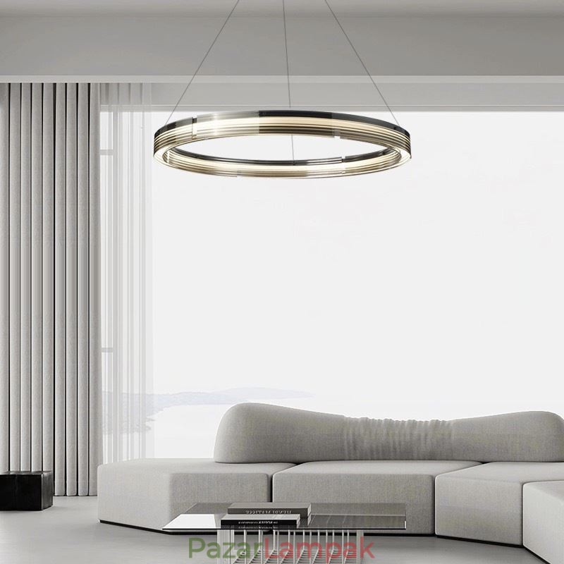 Függesztett lámpa 60 80cm kör üveg mennyezeti lámpák háromszínű fényerő