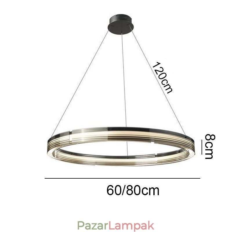 Függesztett lámpa 60 80cm kör üveg mennyezeti lámpák háromszínű fényerő