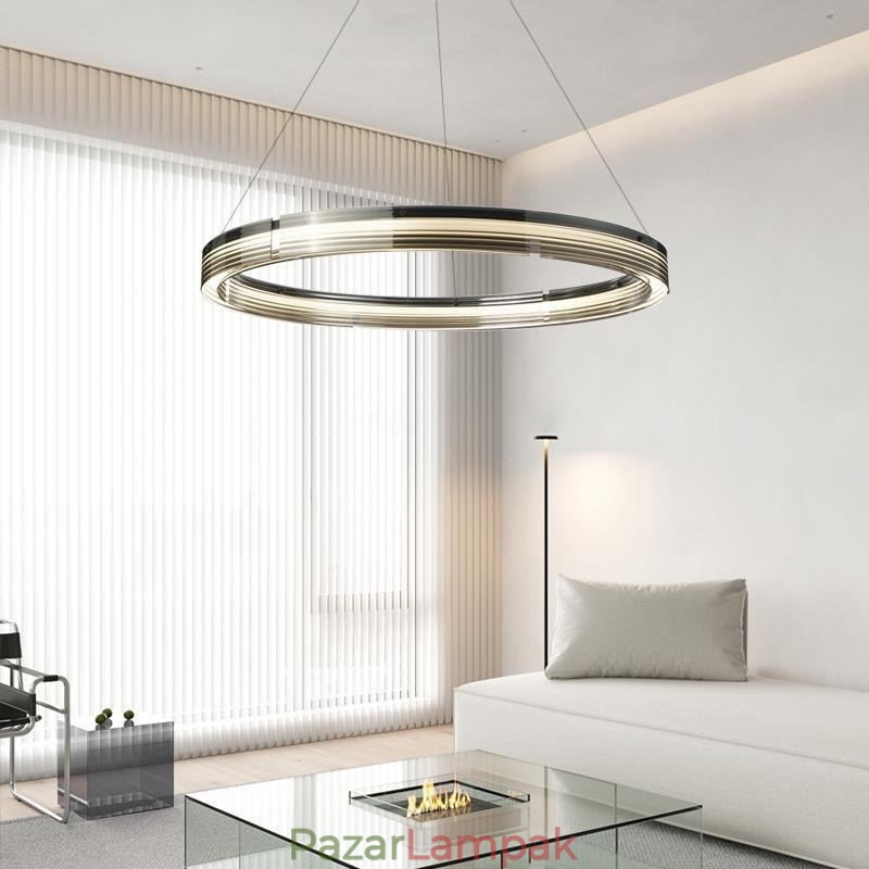 Függesztett lámpa 60 80cm kör üveg mennyezeti lámpák háromszínű fényerő