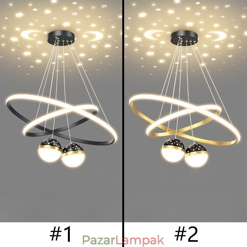 Modern függőlámpa Kovácsoltvas szilikon dupla körgyűrűs mennyezeti lámpa
