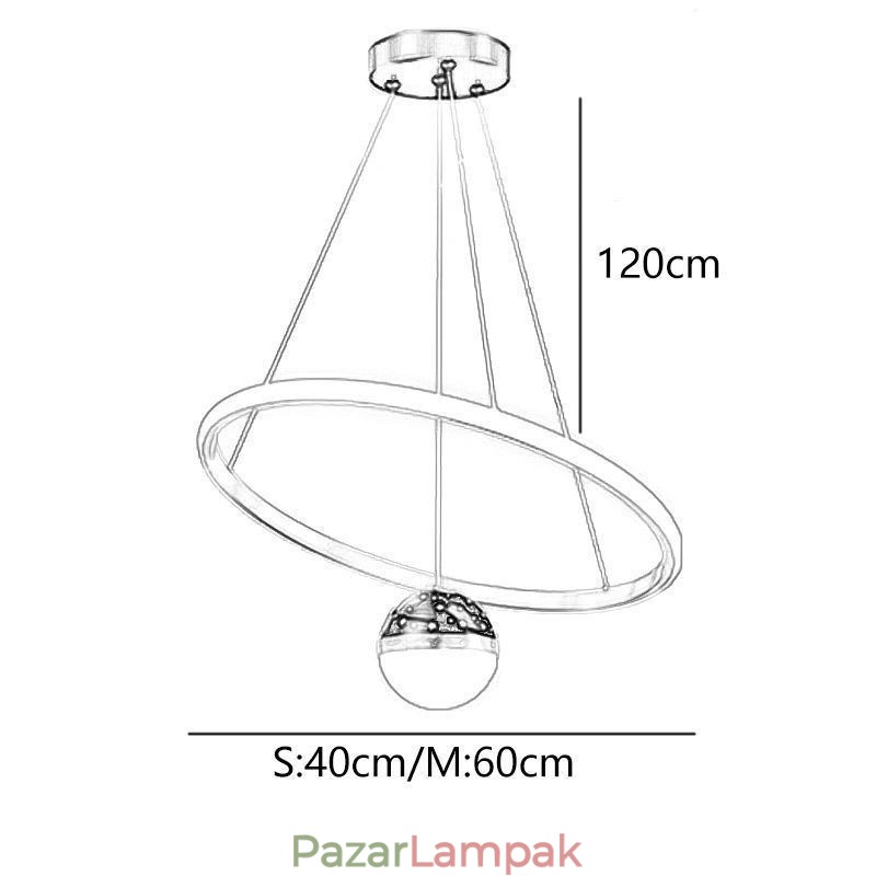Függeszték Modern egyszerű kovácsoltvas szilikon egygyűrűs mennyezeti lámpa
