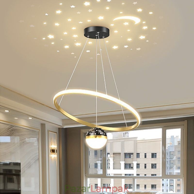 Függeszték Modern egyszerű kovácsoltvas szilikon egygyűrűs mennyezeti lámpa