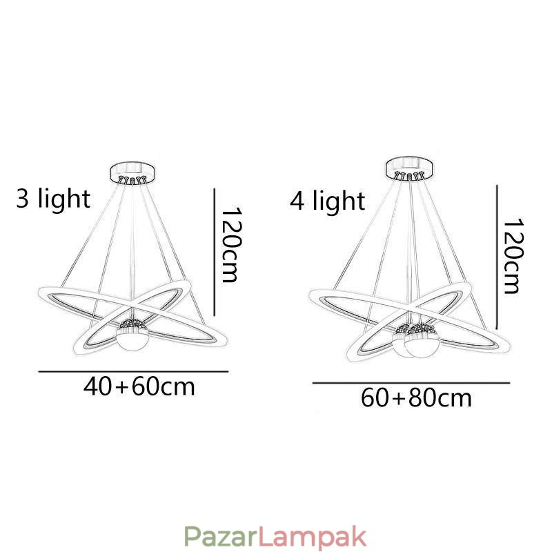 Függeszték kovácsoltvas akril csillagos égbolt gyűrűs mennyezeti lámpa