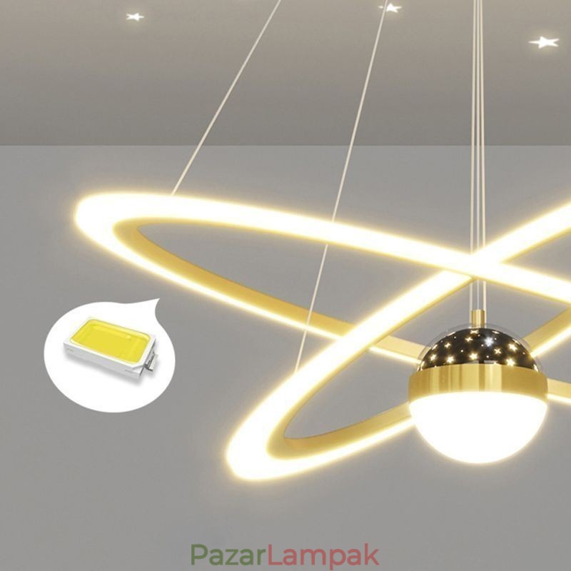 Függeszték kovácsoltvas akril csillagos égbolt gyűrűs mennyezeti lámpa