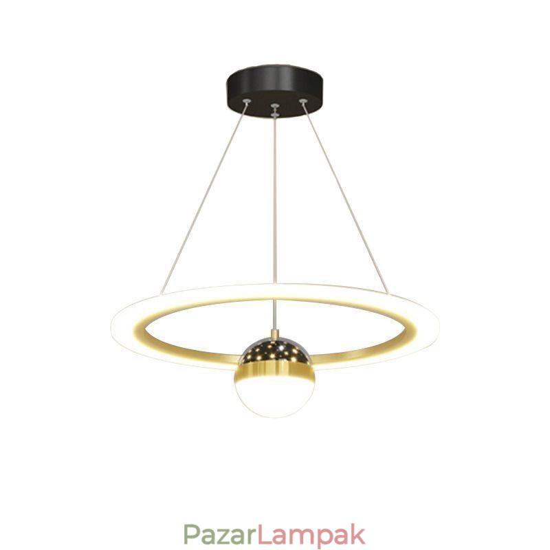 Függeszték, minimalista kovácsoltvas akril csillaggyűrűs mennyezeti lámpa