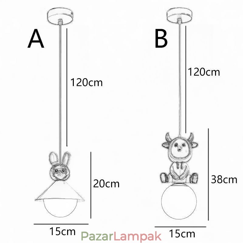 Függeszték Modern minimalista G9 kovácsoltvas nyúl borjúgyanta mennyezeti lámpa