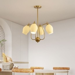 Nordic Pendant Light Kreatív kovácsoltvas réz természetes színű porzós mennyezeti lámpa