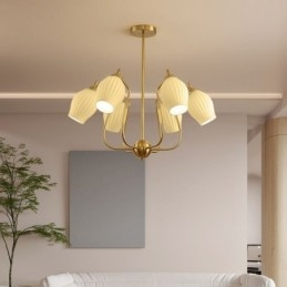 Nordic Pendant Light Kreatív kovácsoltvas réz természetes színű porzós mennyezeti lámpa