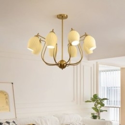 Nordic Pendant Light Kreatív kovácsoltvas réz természetes színű porzós mennyezeti lámpa