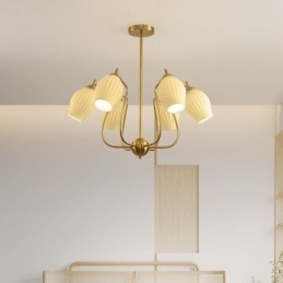 Nordic Pendant Light Kreatív kovácsoltvas réz természetes színű porzós mennyezeti lámpa