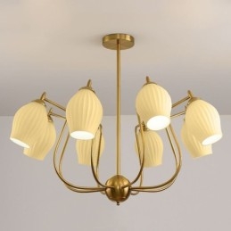 Nordic Pendant Light Kreatív kovácsoltvas réz természetes színű porzós mennyezeti lámpa