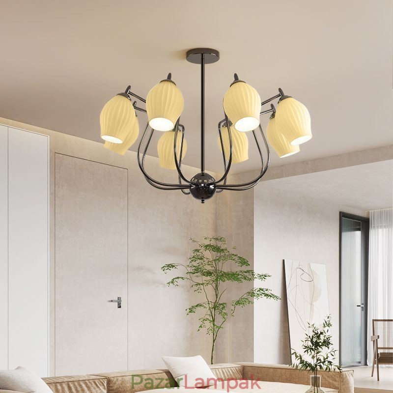 Nordic Pendant Light Kreatív kovácsoltvas pisztoly fekete porzós mennyezeti lámpa