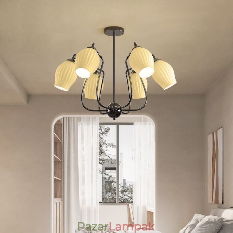 Nordic Pendant Light Kreatív kovácsoltvas pisztoly fekete porzós mennyezeti lámpa