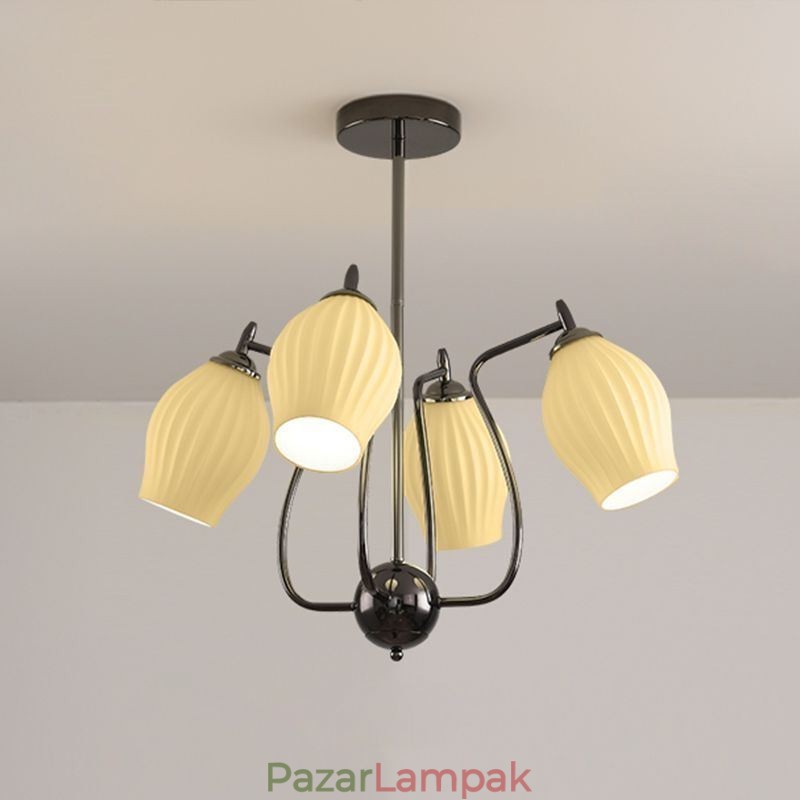 Nordic Pendant Light Kreatív kovácsoltvas pisztoly fekete porzós mennyezeti lámpa