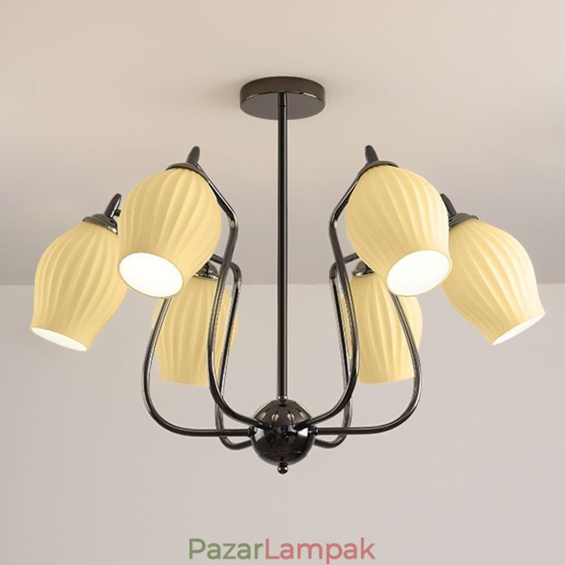Nordic Pendant Light Kreatív kovácsoltvas pisztoly fekete porzós mennyezeti lámpa