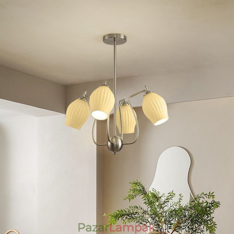 Nordic Pendant Light Kreatív kovácsoltvas homok nikkel virágporzós mennyezeti lámpa