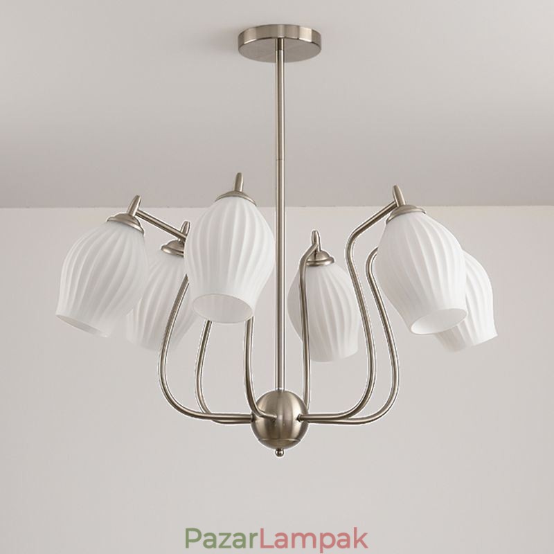 Nordic Pendant Light Kreatív kovácsoltvas homok nikkel virágporzós mennyezeti lámpa