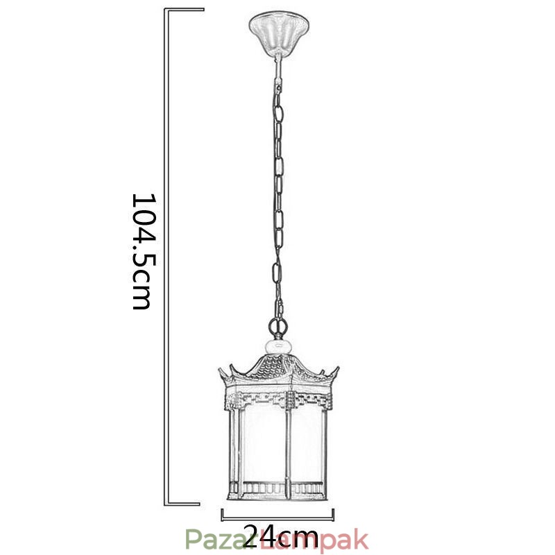 Kínai kültéri lámpa, vízálló hatszögletű pavilon függőlámpa
