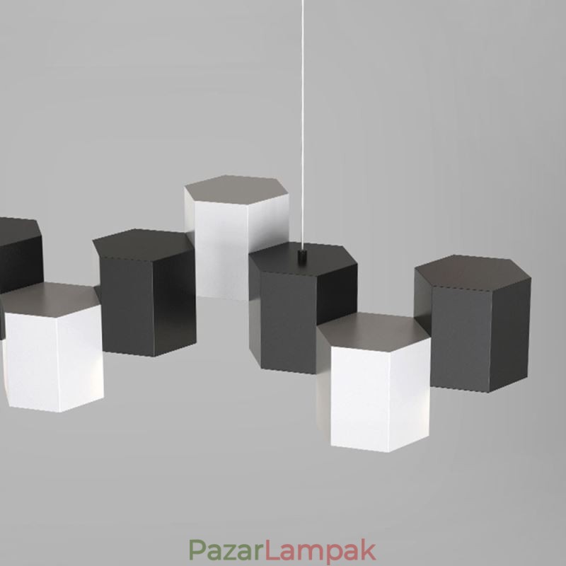 Modern hatszögletű függő fényű kreatív kombinációs függőlámpa