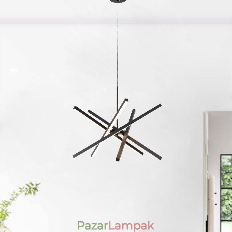 Modern függőlámpa, szabályozható fekete csíkos mennyezeti lámpa