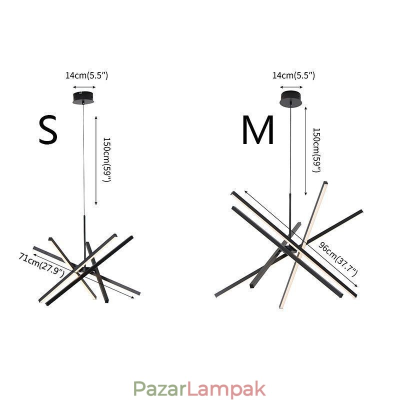 Modern függőlámpa, szabályozható fekete csíkos mennyezeti lámpa