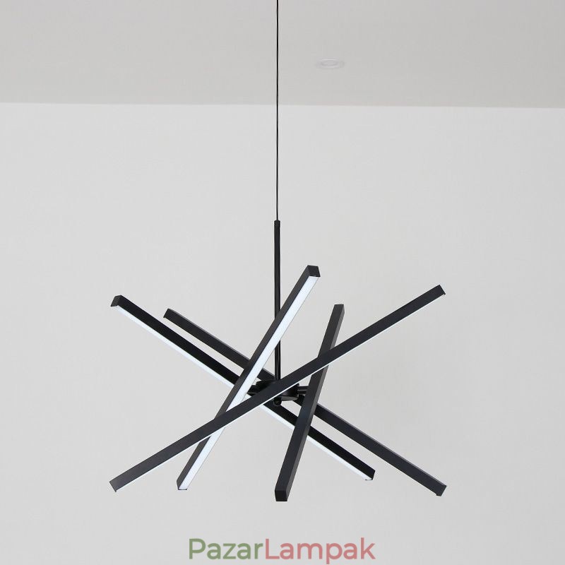 Modern függőlámpa, szabályozható fekete csíkos mennyezeti lámpa
