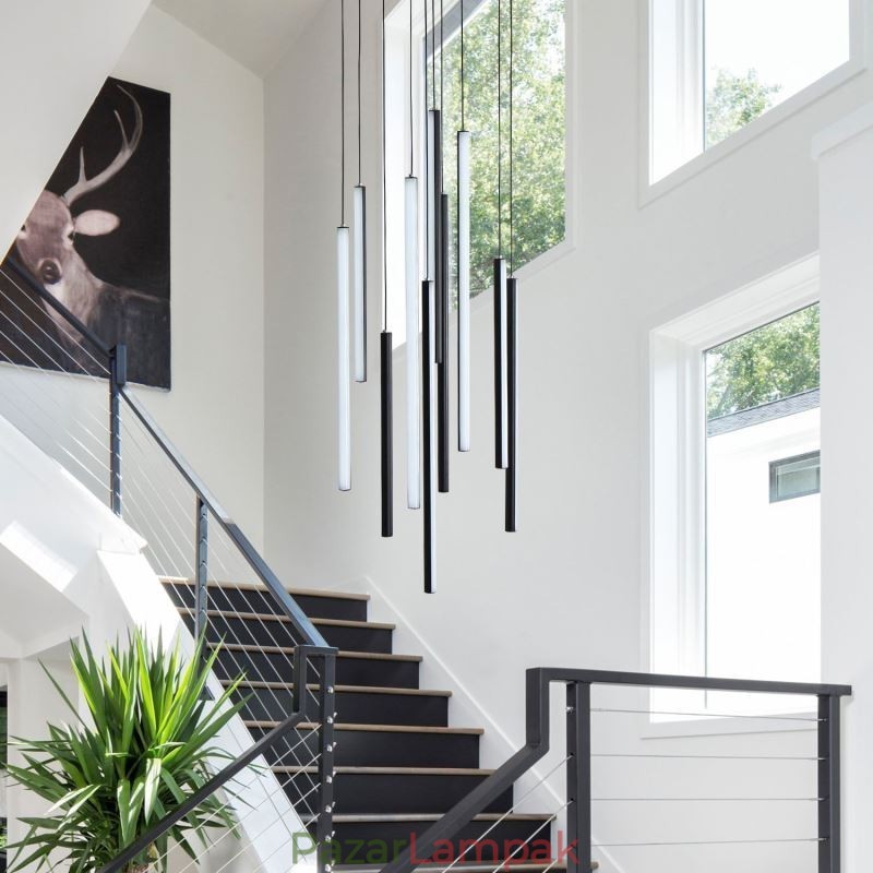 Modern csillár hosszú szalag függőlámpa duplex épület
