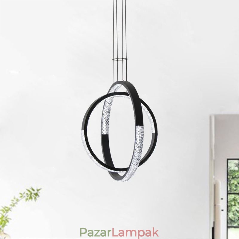 Modern csillár 2 gyűrűs függő világítás étkező