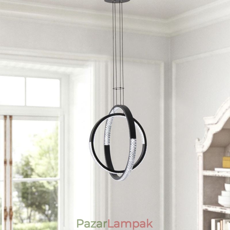 Modern csillár 2 gyűrűs függő világítás étkező