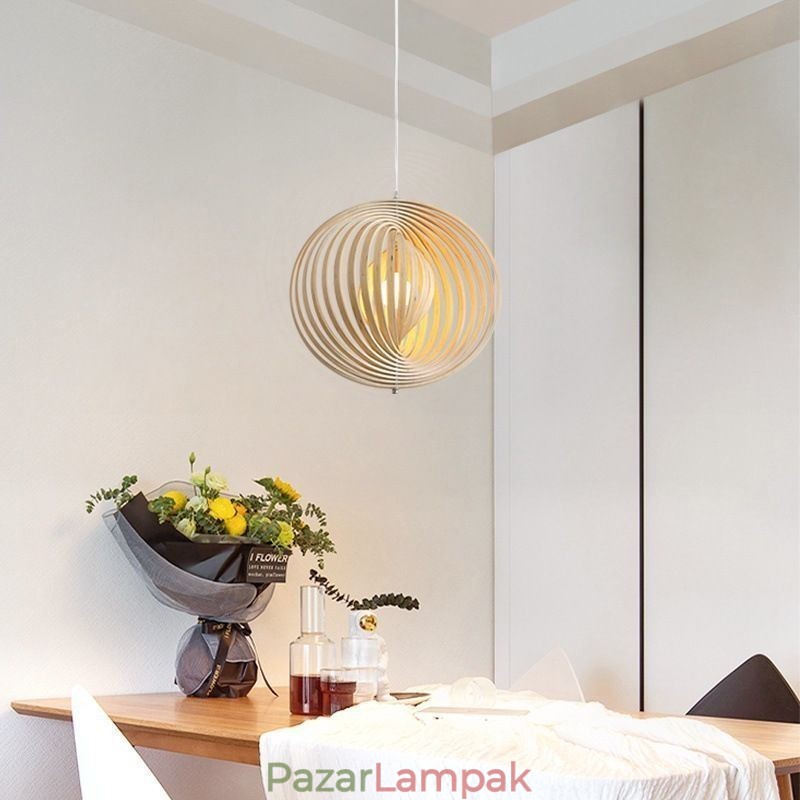 Modern, kerek gömbcsillár, basszusfa függőlámpa