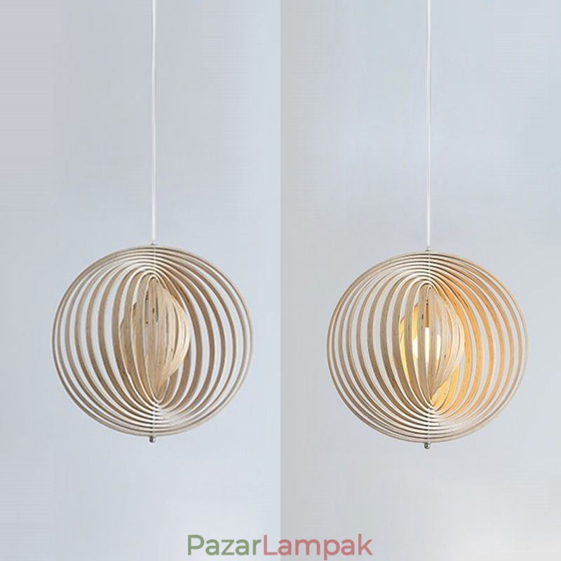 Modern, kerek gömbcsillár, basszusfa függőlámpa